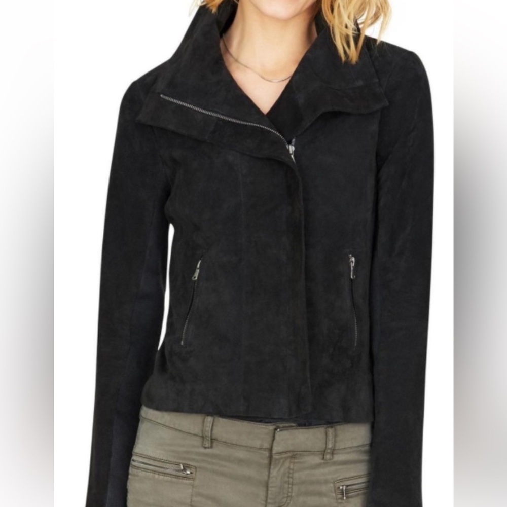Ecru Black Suede Jacket